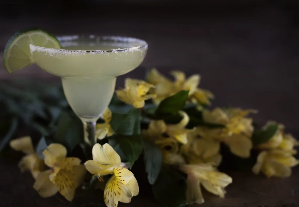 Margarita with lime and salted rim